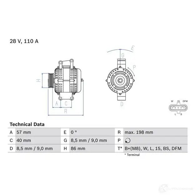 Генератор BOSCH HPIIBVZ 333216 497 8 0986049780