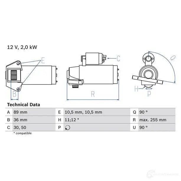Стартер BOSCH 0986021810 331637 2 181 F9UWH