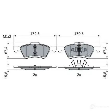 Тормозные колодки, комплект BOSCH 0986494960 DH SPHD2 1437243497