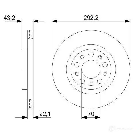 Тормозной диск BOSCH FOD2E BD11 81 0986479327 339579