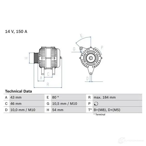 Генератор BOSCH 444 0 332828 XEGM6 0986044400