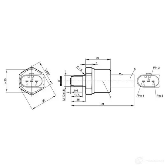 Датчик давления топлива BOSCH 0281002238 CR/RDS 2/1500/AK S 5MLMV04 319251