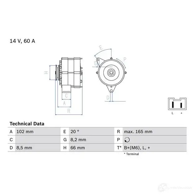 Генератор BOSCH 332182 347 4 C9W80 0986034740