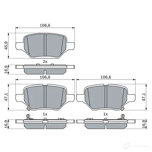 Тормозные колодки, комплект BOSCH 0986424895 1438405576 6PI 6E81
