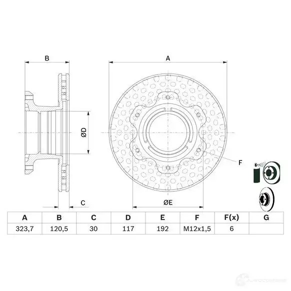 Тормозной диск BOSCH WP54WXQ 0986479e48 1193479512 BD 2649