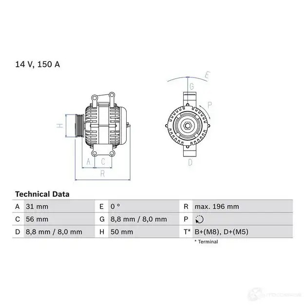 Генератор BOSCH 4 391 R998CN7 0986043910 332801