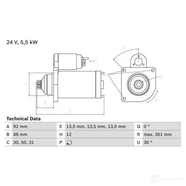 Стартер BOSCH 9SGC14 2 327 0986023270 331731