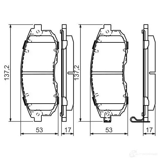 Тормозные колодки, комплект BOSCH 21561 BP1227 0986494337 342324
