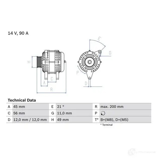 Генератор BOSCH 0986046090 9D4UTT0 332976 460 9