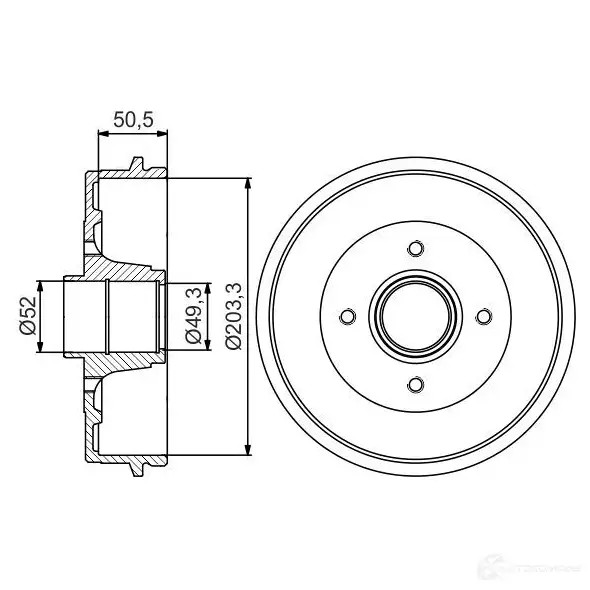 Тормозной барабан BOSCH 0986477214 O3OLBC 338610 DB28 5