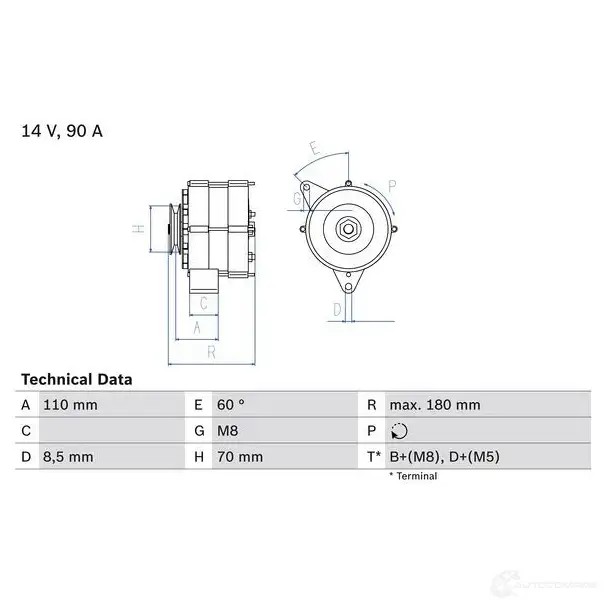 Генератор BOSCH 0986034150 LLMHIR7 3 415 332133