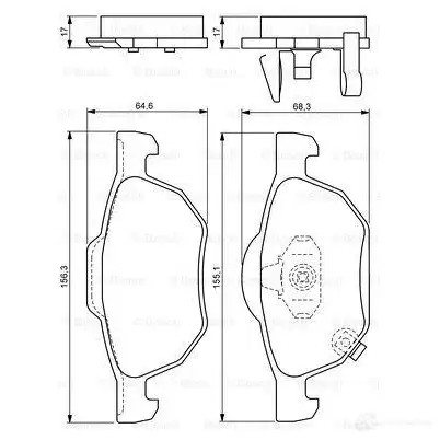 Тормозные колодки, комплект BOSCH 342133 23720 0986494135 BP1046