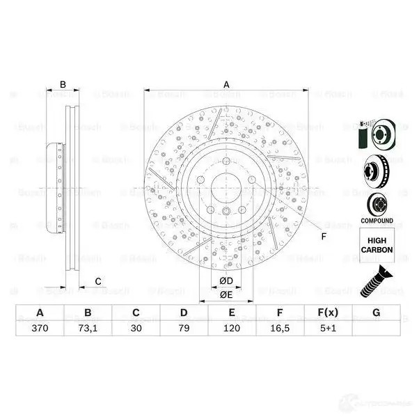 Тормозной диск BOSCH 1424862713 BD 2674 1EKAN 0986479e10