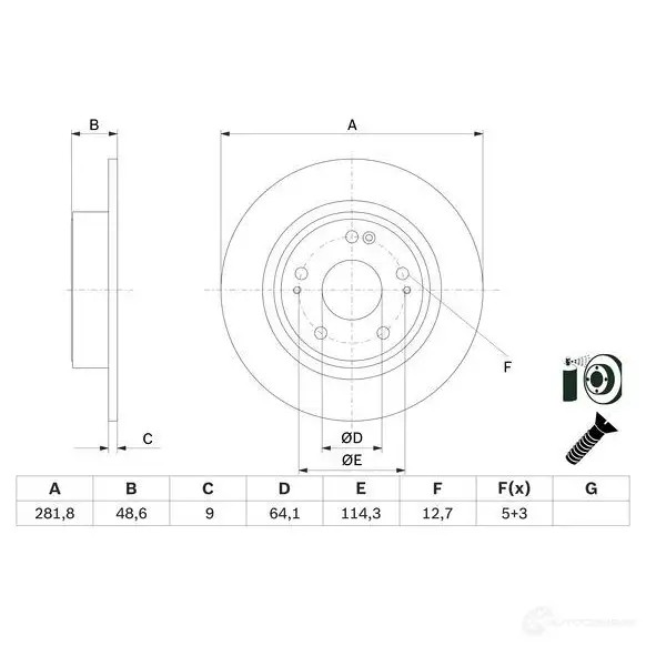 Тормозной диск BOSCH 0986479f76 1437241154 1BF YGLH