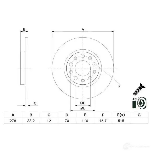 Тормозной диск BOSCH 1437978381 0986479g21 2S 89XN