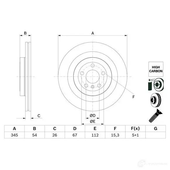 Тормозной диск BOSCH 1437241106 0986479f69 4T7AD 5