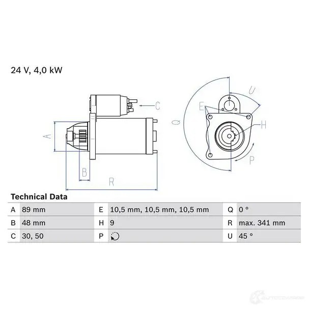 Стартер BOSCH 330934 0986011280 11 28 WVV556