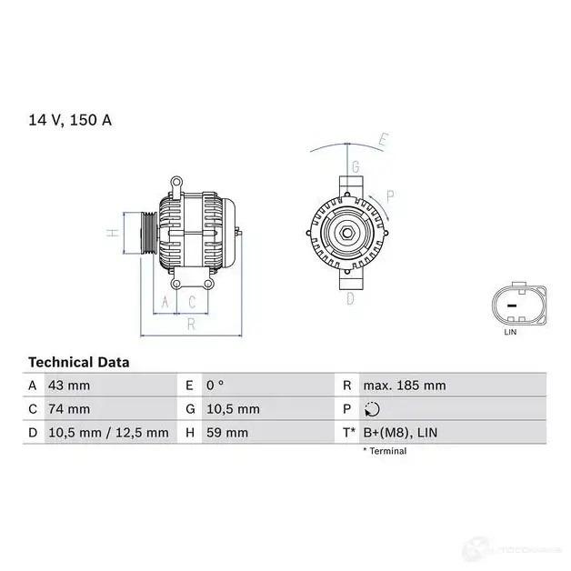 Генератор BOSCH 825 8 0986082580 333443 YX7ESI