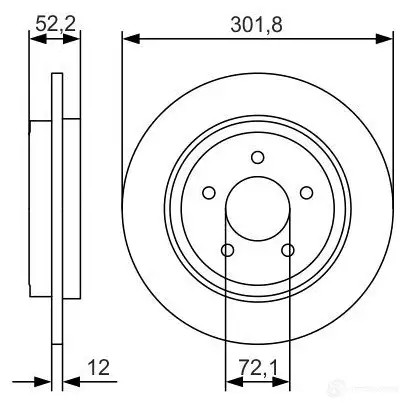 Тормозной диск BOSCH BD 2125 340195 E1 90 R - 02C0357/0185 0986479a53
