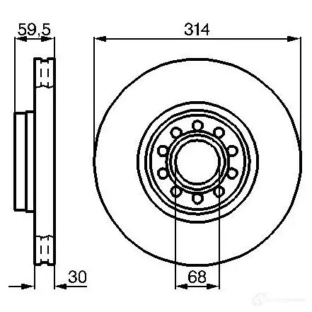 Тормозной диск BOSCH 339060 BD 535 7VU6XX 0986478617