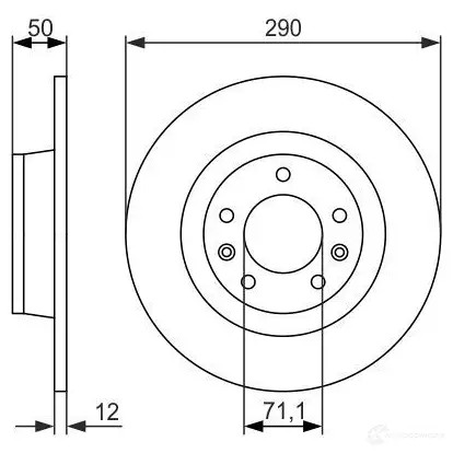 Тормозной диск BOSCH E1 90 R -02C0371/0086 339565 0986479311 BD1216