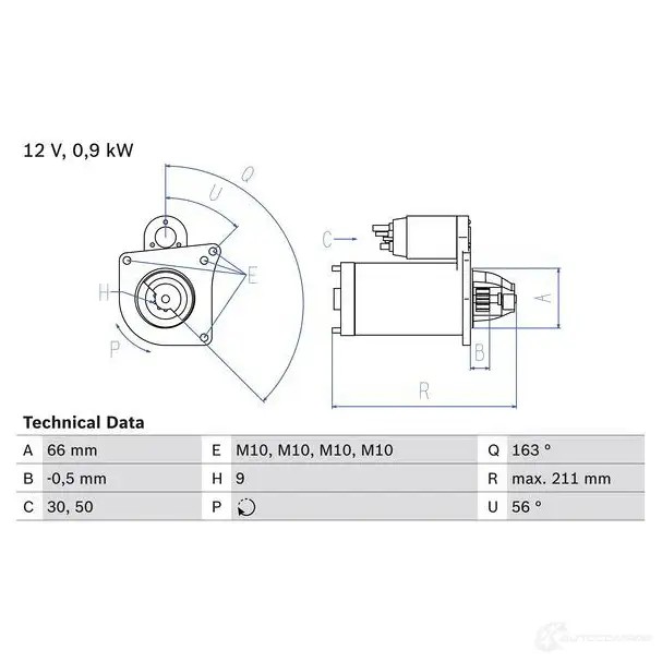 Стартер BOSCH 0986018360 331400 S2PE61 1 836