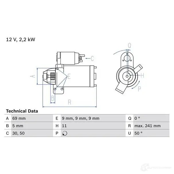 Стартер BOSCH 1193467145 0986023960 2 396 60VJR