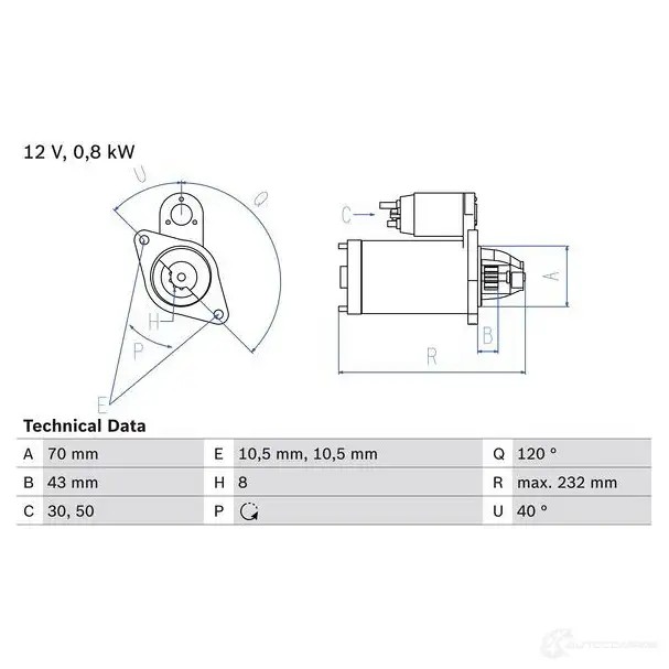 Стартер BOSCH AZD8VB 0986017541 331333 1 754