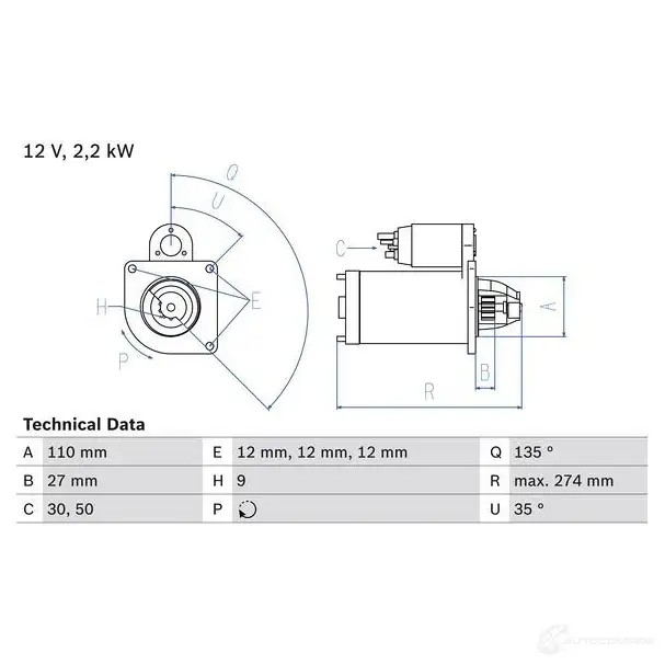 Стартер BOSCH 13 65 0986013650 WTFIL 331068