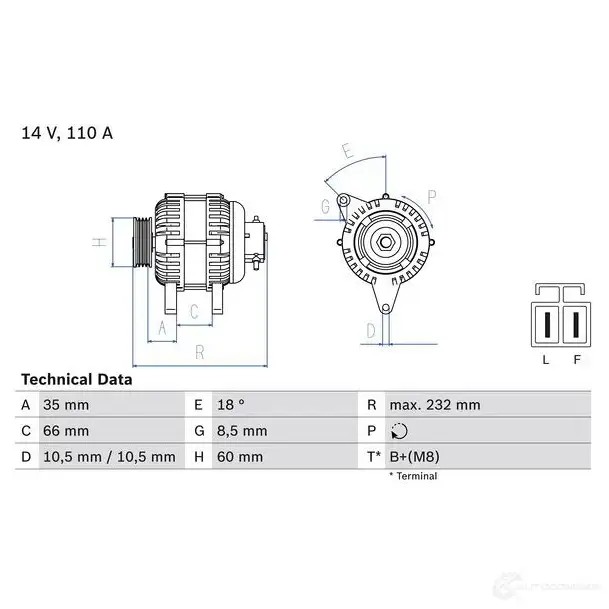 Генератор BOSCH 0986048301 333111 483 0 VB2PAAU