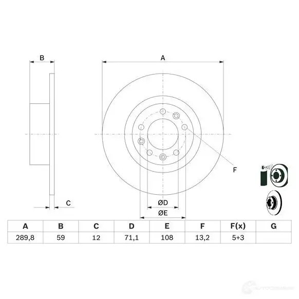 Тормозной диск BOSCH BD 2753 0986479f08 1425142712 YLUJCS1