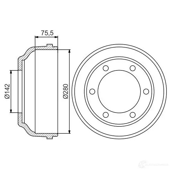 Тормозной барабан BOSCH Q23P8 338591 DB2 66 0986477195