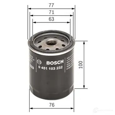 Масляный фильтр BOSCH 329181 P 3232 H2CIL 0451103232