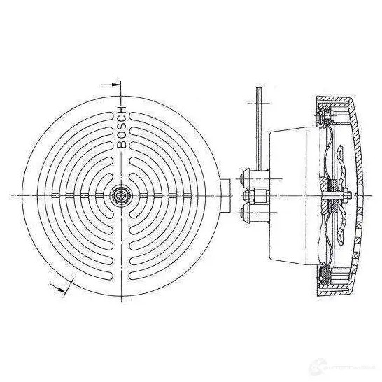 Пневматический звуковой сигнал BOSCH 323425 WZMBKA 0320223025 EUROPA PLAST.GRILL, 12V HIGH; BLACK
