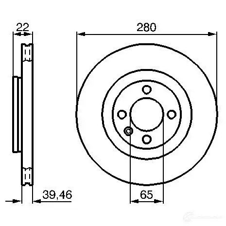 Тормозной диск BOSCH 338978 BD433 E1 90 R - 02C0289/0541 0986478508