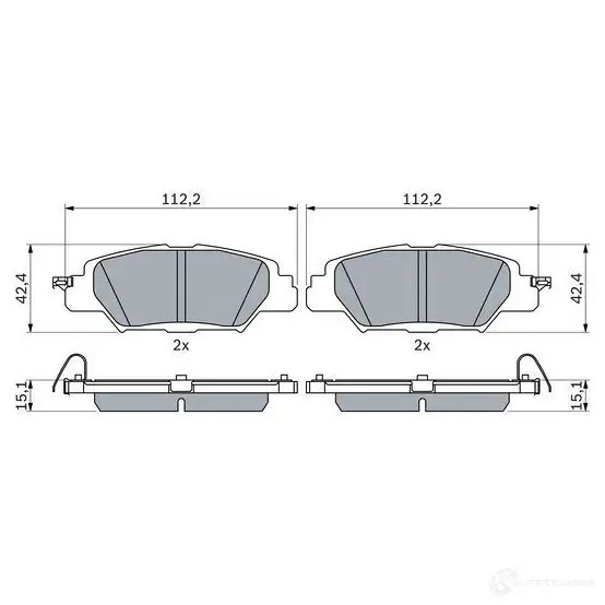 Тормозные колодки, комплект BOSCH 0986460006 6SX5 E 1437921836