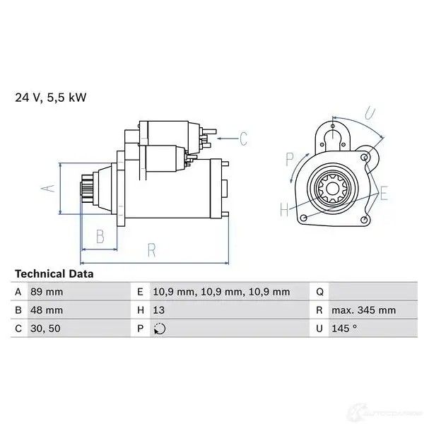 Стартер BOSCH P1C75J 331838 246 7 0986024670