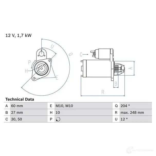 Стартер BOSCH 331714 23 10 0986023100 XE29XA