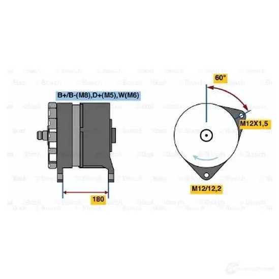 Генератор BOSCH 0120689569 304982 DX2H2 T1 (R) 28V 70/140A