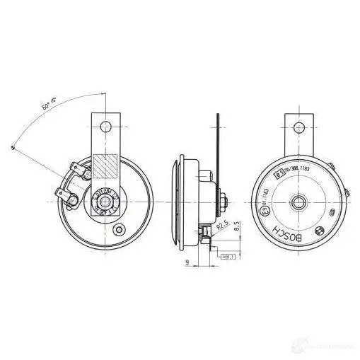 Пневматический звуковой сигнал BOSCH 6033fb4122 93 0R1ZI 362074