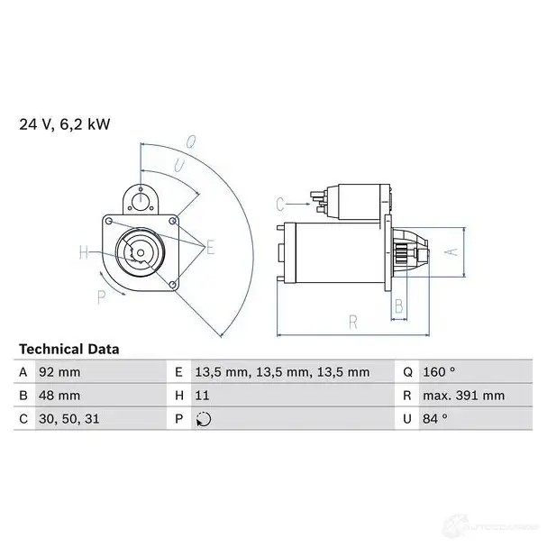Стартер BOSCH 0986017320 331316 9D371 17 32