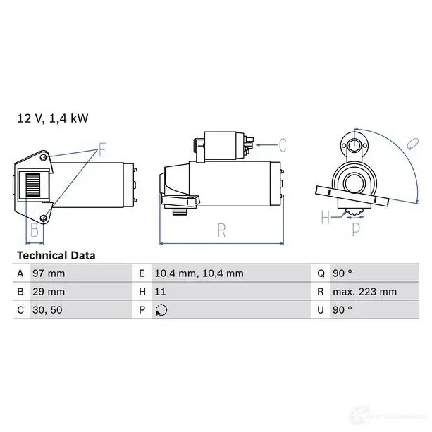 Стартер BOSCH 228 5 331700 0986022850 U2BZB