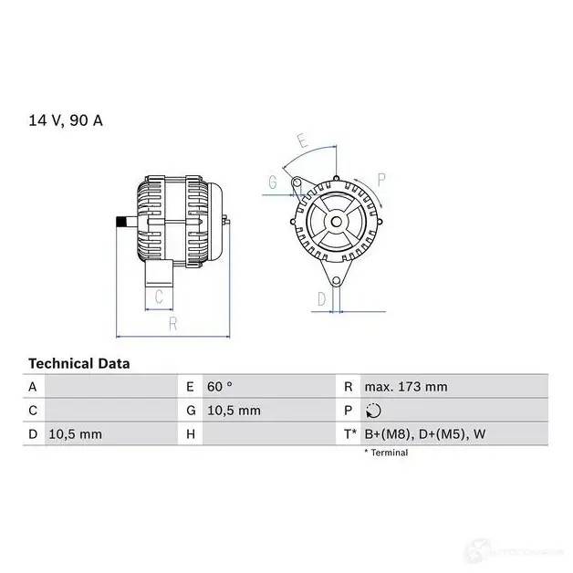 Генератор BOSCH 0901L 0986046000 332967 460 0