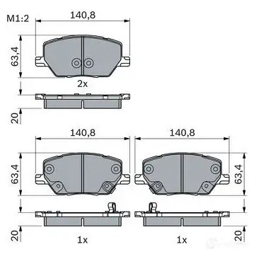 Тормозные колодки, комплект BOSCH 0986494941 BP1 792 1425140163 YJZTY