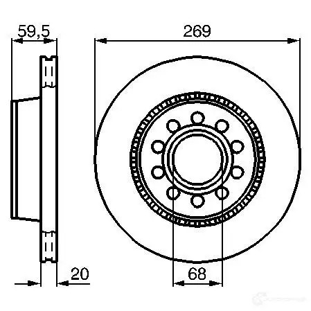 Тормозной диск BOSCH 0986478614 339058 HIIND B D532