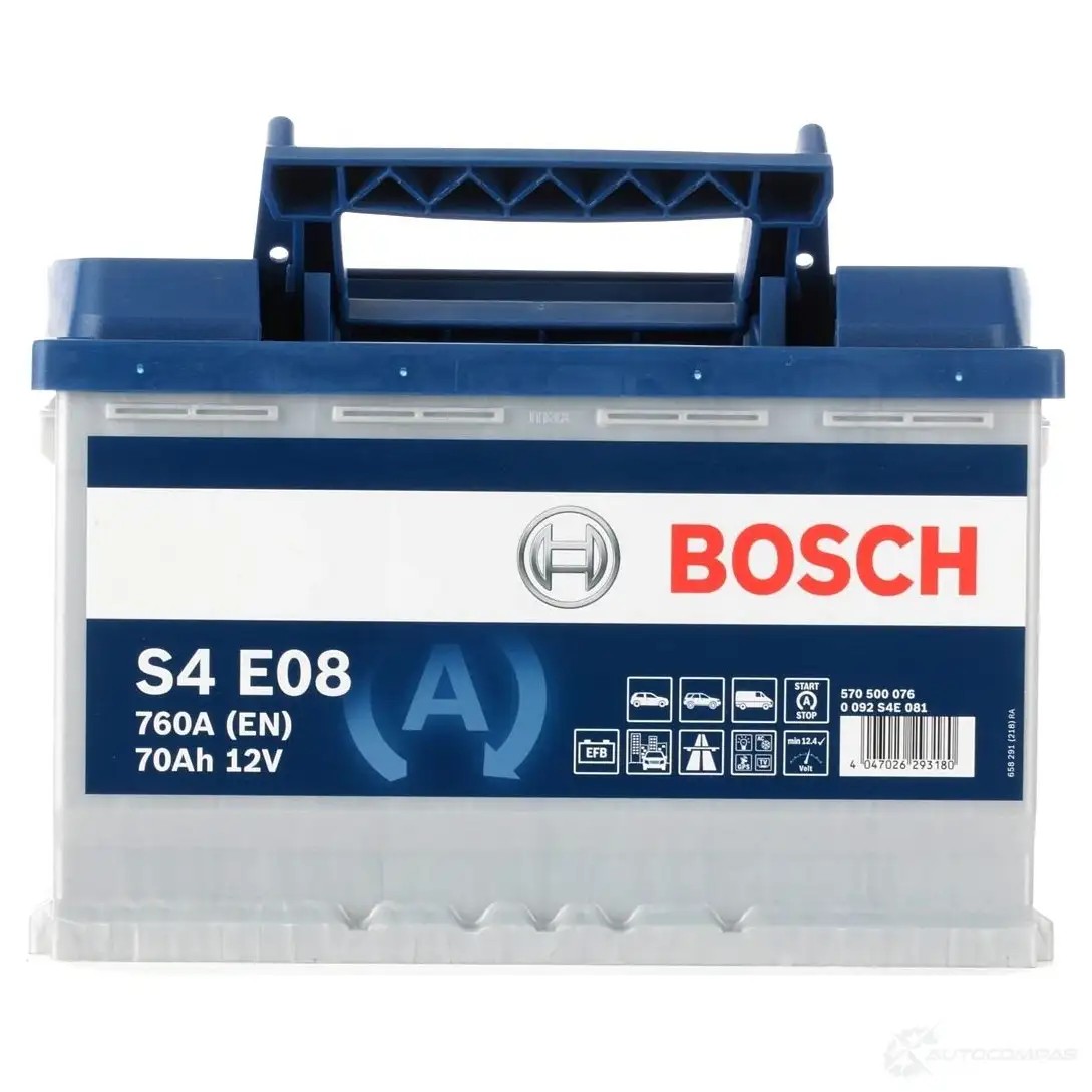 Аккумулятор 70 ач 760 а 12 в efb 278x175x190 BOSCH 0092S4E081 12V 70AH 760A 42BFT 1425137797