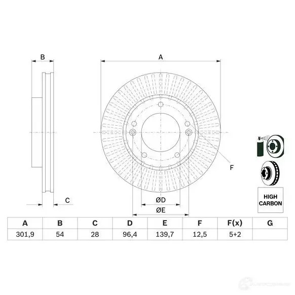 Тормозной диск BOSCH 0986479f20 1425142716 BD 2765 E1 90R-02C0349/1387