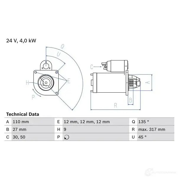 Стартер BOSCH 331464 0986019010 5X9DLZ 1 901
