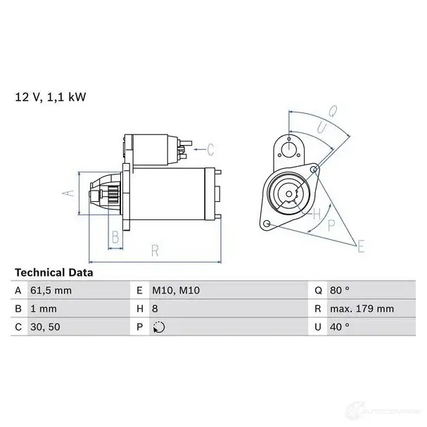 Стартер BOSCH 0986025770 FZP0E9 25 77 331904