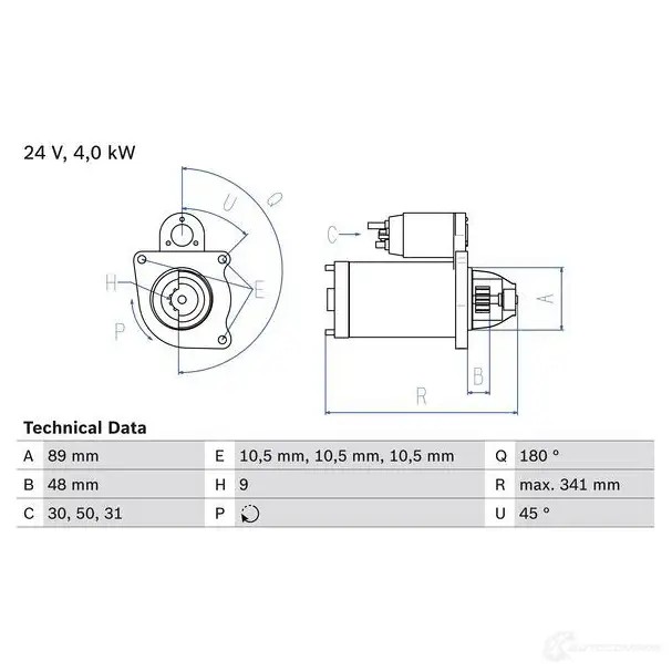 Стартер BOSCH 330908 0986010980 109 8 7EIE2Z